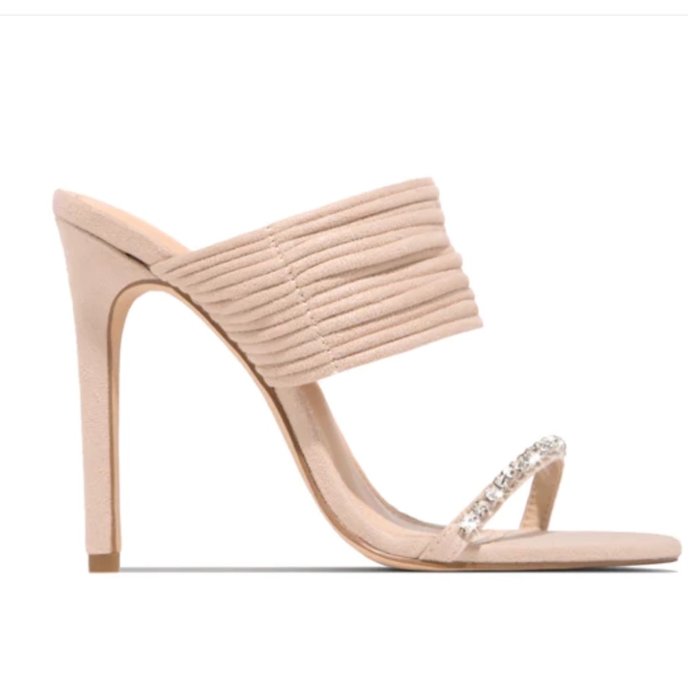 NEW Nude Multi Strap Heel with Rhinestone Accent Strap